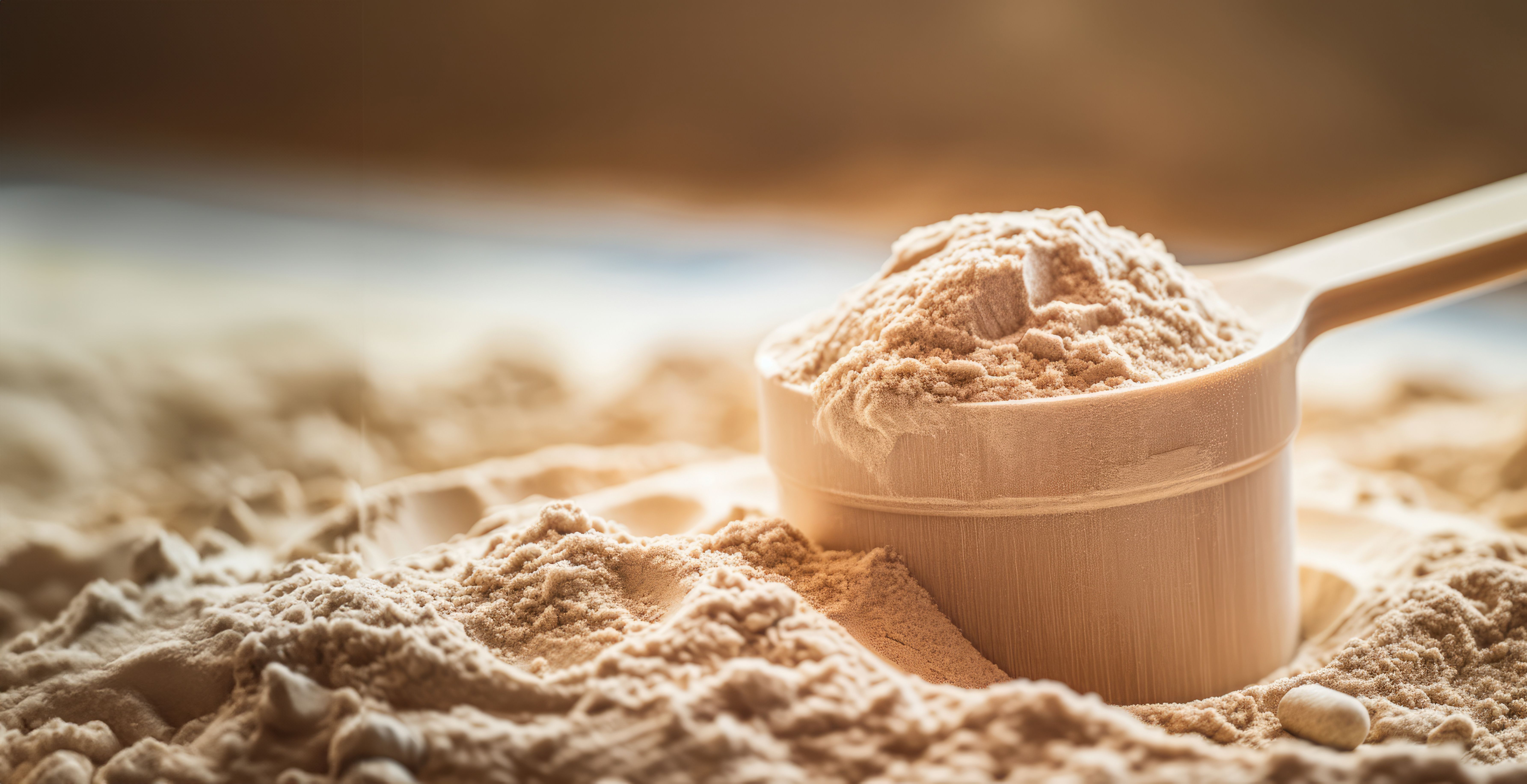 generative ai whey protein powder sports nutrition banner with copy space (1)