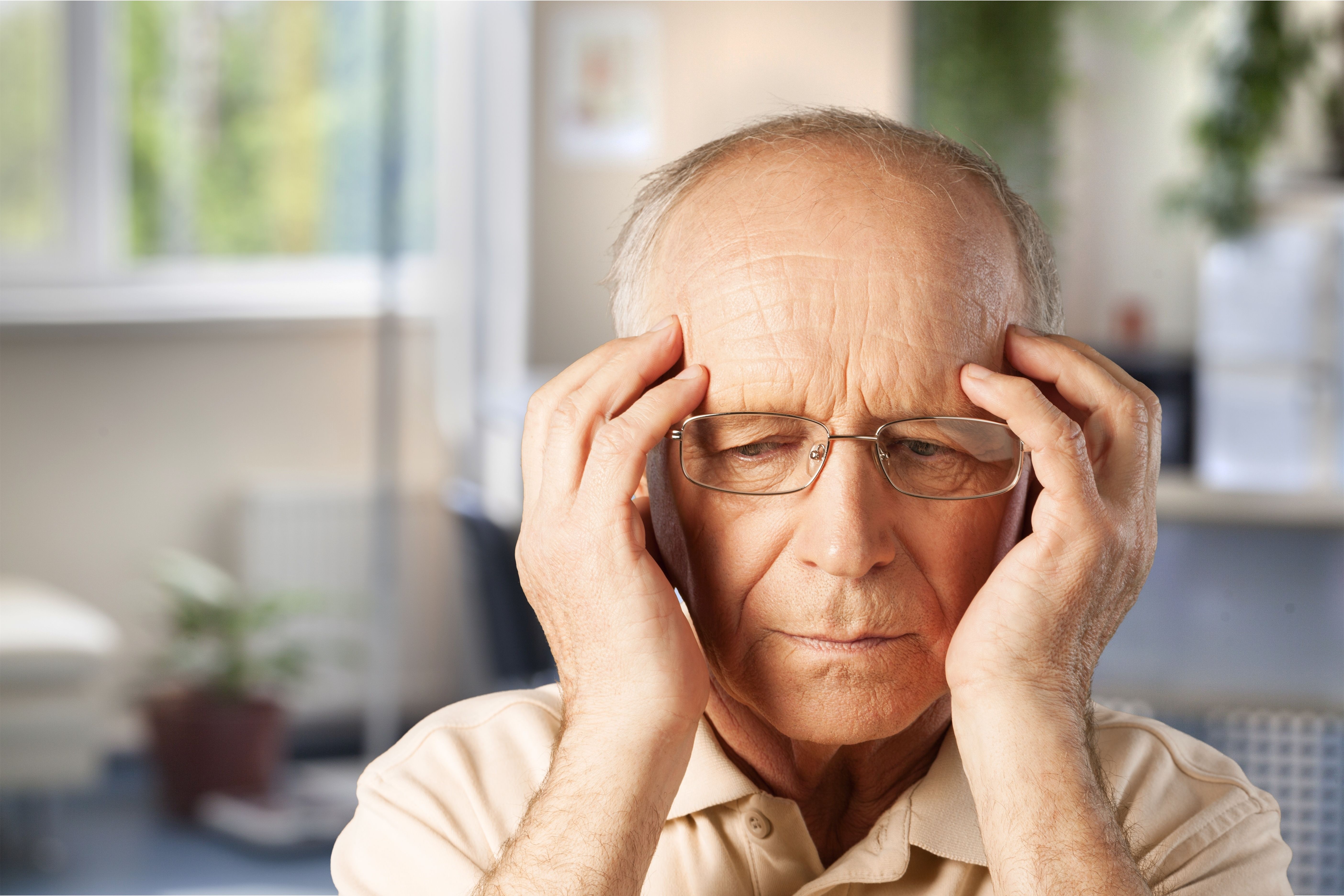 seniors portrait sad old caucasian man